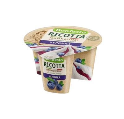 Сыр мягкий Ricotta черника50%125гр - фото 25214