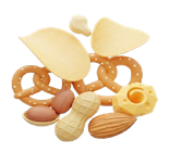 Чипсы, снеки, орехи