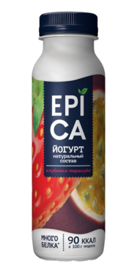Питьевой йогурт Epica с клубникой и маракуйей 260гр - фото 12206