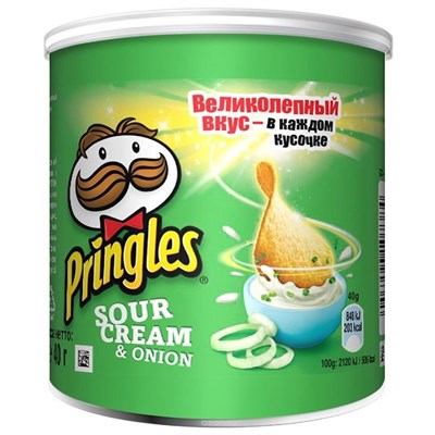 Чипсы Pringles со вкусом сметаны и лука 40 гр. - фото 15486