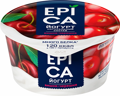 Йогурт Epica 4,8% вишня-черешня 130гр - фото 16056