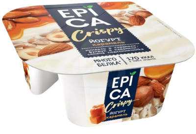 Йогурт Epica Crispy 10,2% с карамелью 140гр - фото 16659