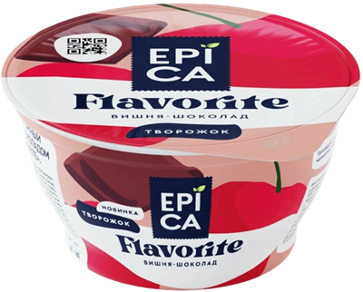 Йогурт Epica Flavorite с вишней и шоколадом 8,1% 130гр - фото 16665