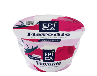 Йогурт Epica Flavorite с малиной и маскарпоне 7,7% 130гр - фото 16667