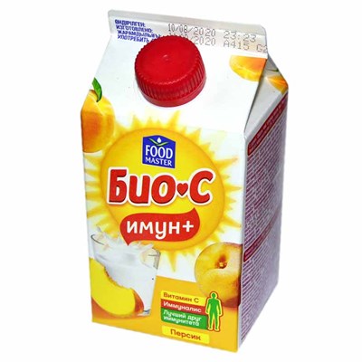 БИО-С Имун+ со вкусом персика 0,45л жир 3,2% - фото 19626