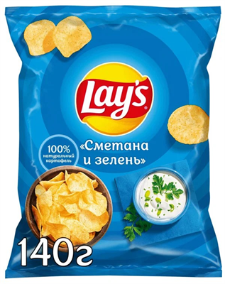 Чипсы Lay's Сметана Зелень 140 гр. - фото 20666