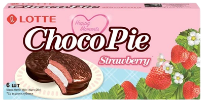 Печенье бисквитное Lotte Choco-Pie Клубника 168гр - фото 21163