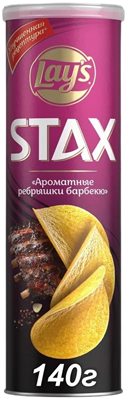 Чипсы Lay's Stax Ароматные ребрышки барбекю 140 гр. - фото 21169