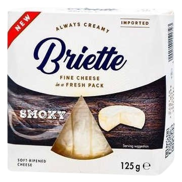 Сыр Briette Smoky с белой плесенью и ароматом дыма 60% 125гр - фото 21264