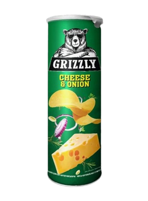 Чипсы Grizzly со вкусом сыра и лука 130гр тубус - фото 21574