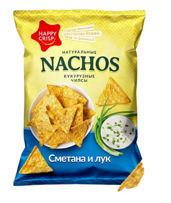 Чипсы кукурузные Happy Nachos Сметана и лук 75гр - фото 21820