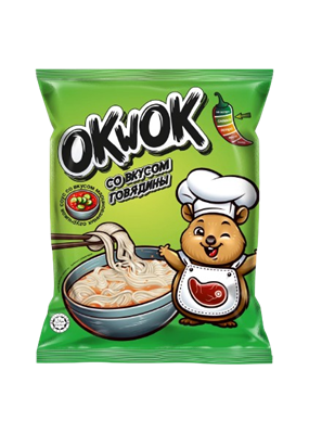 Лапша OkWok со вкусом говядины и соусом маринованных огурчиков 100гр - фото 21823