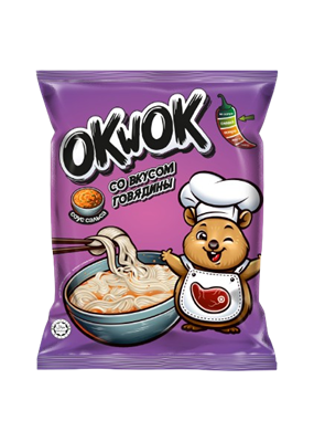 Лапша OkWok со вкусом говядины с соусом сальса 100гр - фото 21834