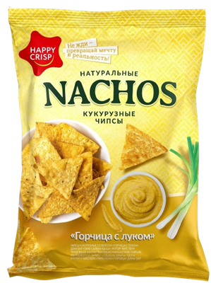 Чипсы кукурузные Happy Nachos Горчица с луком 75гр - фото 21840