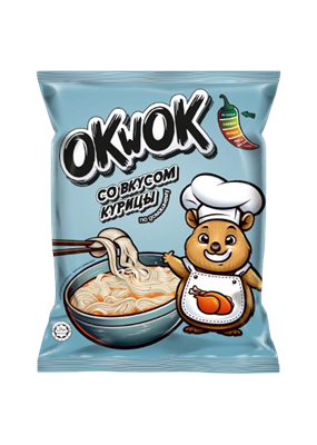 Лапша OkWok со вкусом курицы по домашнему 90гр - фото 21848