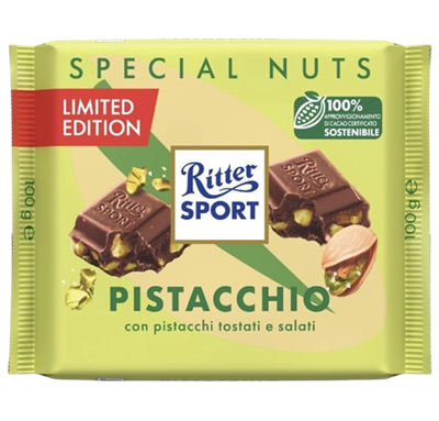 Шоколад  Ritter Sport Молочный Фисташка 100гр - фото 22095