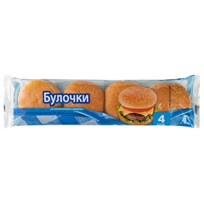 Булочка для гамбургеров из пшеничной муки с кунжутом 240 гр - фото 23015