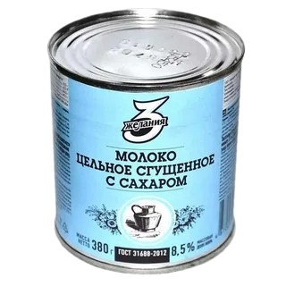 Молоко сгущеное Три Желания 8.5% 380гр - фото 24284