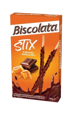 Stix Biscolata покрытые молочным шоколадом и карамелью 40гр - фото 24408