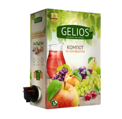 Компот GELIOS из сухофруктов, коробка+пакет с краником, 3л - фото 24673