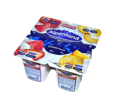Йогурт Alpenland Клубника Ананас 7,5% 95гр - фото 24761