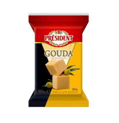 Сыр President твердый Gouda 50 % 160гр - фото 24770