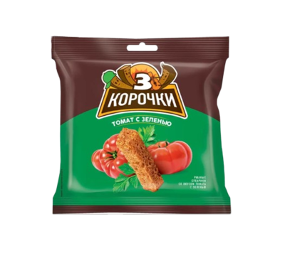 Сухарики 3 корочки Томат с зеленью 100гр - фото 24887