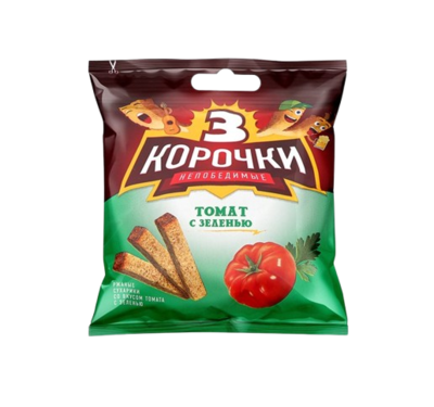Сухарики 3 корочки Томат с зеленью 40 гр - фото 24906