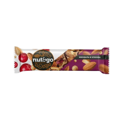 Батончик Nut&Go миндальный с клюквой глазир. - фото 25055
