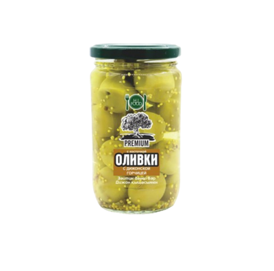Оливки HiFood премиум с косточкой с дижонской горчицей 350гр - фото 25070