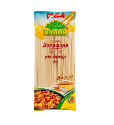Лапша Кэмми для супа №5 дом.длинная яичная 250 гр - фото 25450