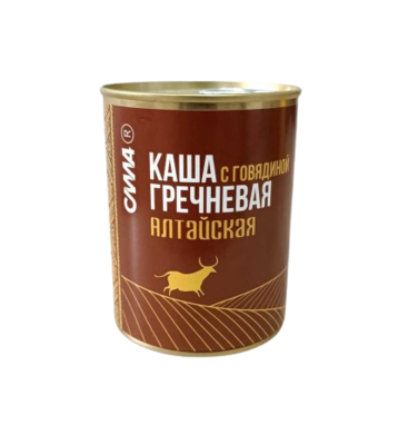 Каша Алтайская СИЛА гречневая с говядиной 340гр ж/б - фото 25459