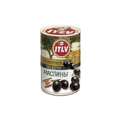 Оливки ITLV черные с косточкой 370 мл - фото 25631