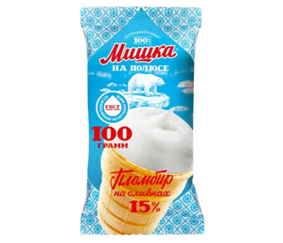 Мороженое Мишка на полюсе ваф. стакан пломбир на сливках топленое молоко 100гр - фото 26664