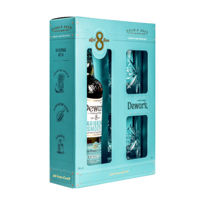 Виски Dewars Caribbean Smooth 8YO GOP 0.7 со стаканами  - фото 27049