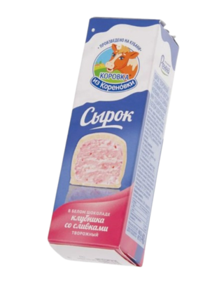 Сырок творожный с клубникой глазир.в белом шоколаде 23% 40гр - фото 27117