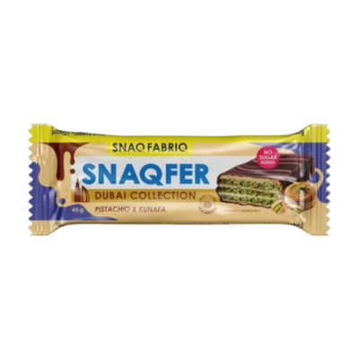 TM SNAQ FABRIQ Батончик вафельный Фисташковый крем и бельгийский шоколад 45 г. - фото 27443