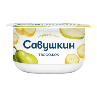 Творожок Савушкин груша-банан жир 3,5% 120гр - фото 28432