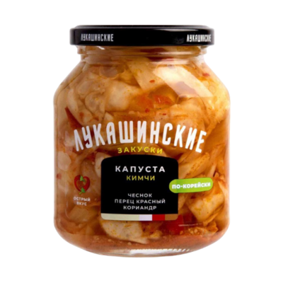 Капуста кимчи "Лукашинские закуски" по-корейски ст/банка 340гр - фото 28477