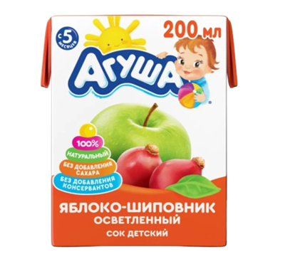 Сок Агуша Яблоко-Шиповник осветленный 200мл - фото 28784