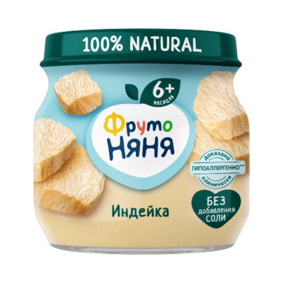 Пюре Фруто-Няня индейка ст/б 80гр - фото 28794