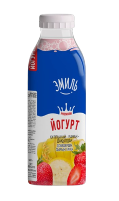 Йогурт питьевой Эмиль клубника-банан со злаками жир 1,5% пэт. бутылка 900гр - фото 29413