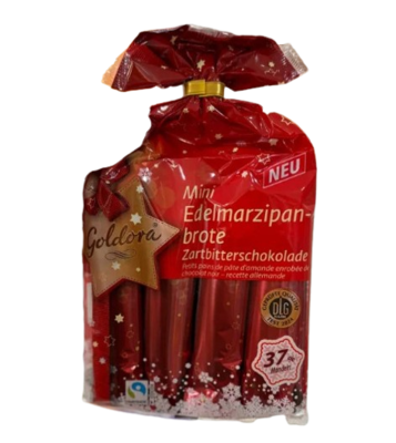 Батончики Mini Marzipan Brote Vollmilchschkolade марципан (красный) 200гр - фото 29430