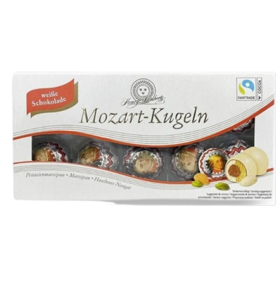Конфеты Mozart Kugeln с марципаном (белые) 200гр - фото 29432