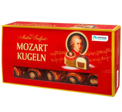 Конфеты Mozart Kugeln с марципаном (красные) 200гр - фото 29433