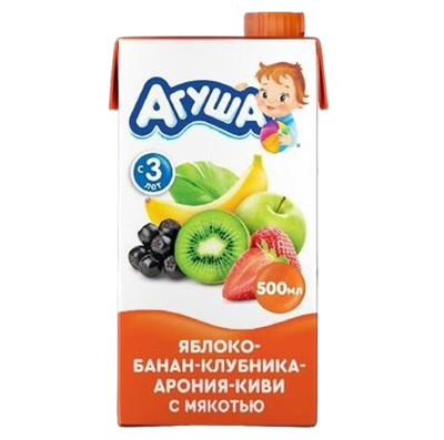 Сок Агуша с мякотью Яблоко-Банан-Клубника-Арония-Киви 0,5л - фото 29527