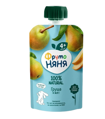 Пюре Фруто-Няня грушевое пауч 90гр - фото 29843