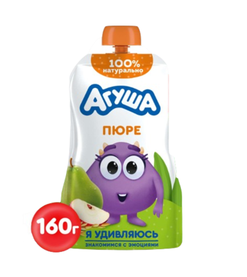 Пюре Агуша фрукт Яблоко банан печенье 160 гр - фото 30338