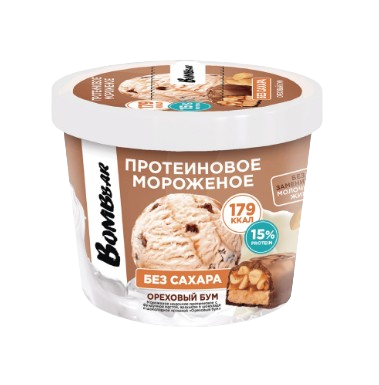Мороженое BOMBBAR молочное протеиновое ореховый бум 150гр  - фото 30580
