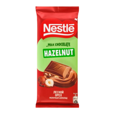 Шоколад Nestle Молочный с дробленным лесным орехом 75гр - фото 30622
